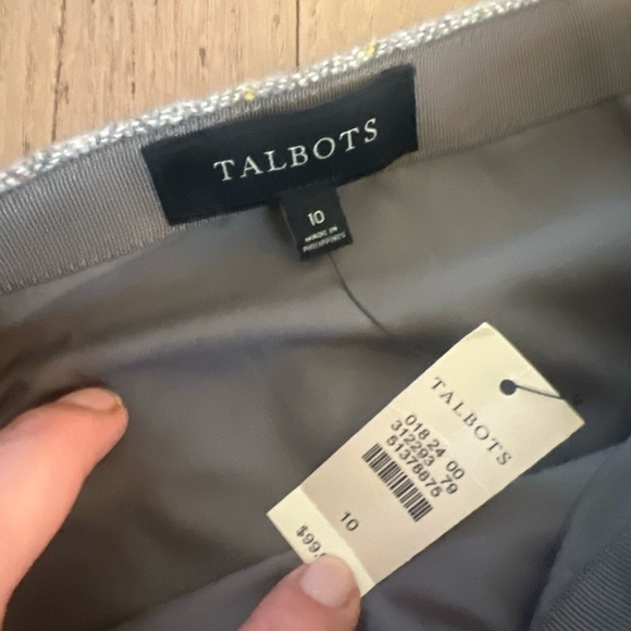Talbots Skirt Womens 10 Grey Wool Blend Herringbone Lined Scallop Hem - Picture 4 of 5